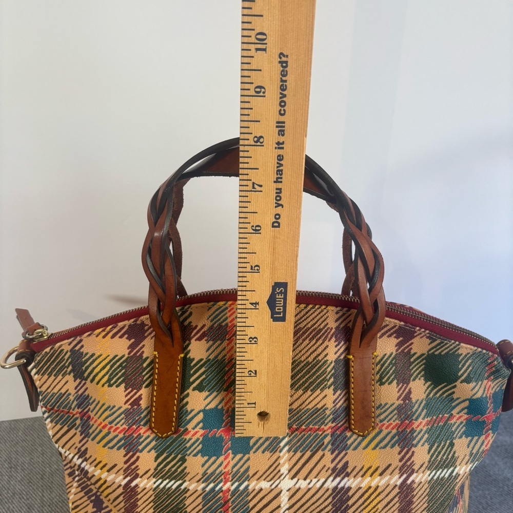 Dooney & Bourke Plaid Satchel in Yellow, Green, Burgundy & Tan - Picture 13 of 16